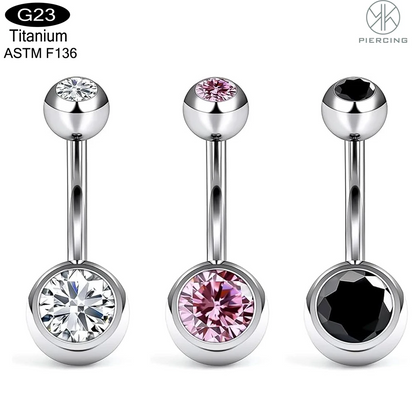 Titanium Belly Button Rings 1pcs 14G Curved Barbell with CZ Top 8mm 10mm Hypoallergenic Piercing Jewelry Women G23 Implant Grade