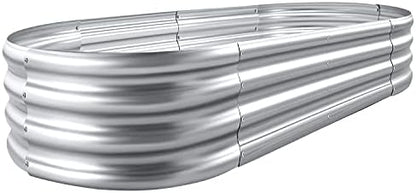 Land Guard Galvanized Raised Garden Bed Kit, Galvanized Planter Garden Boxes Outdoor, Oval Large Metal Raised Garden Beds for Vegetables…………