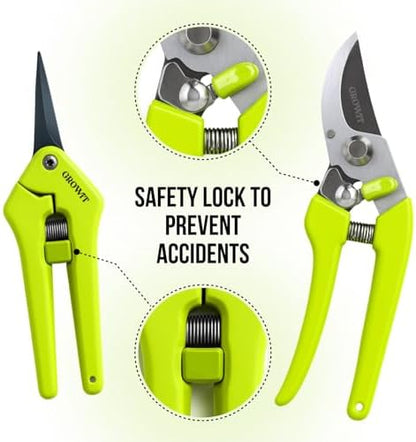 2-Pack Stainless Steel Gardening Scissors, Pruning Shears and Clippers for Gardening