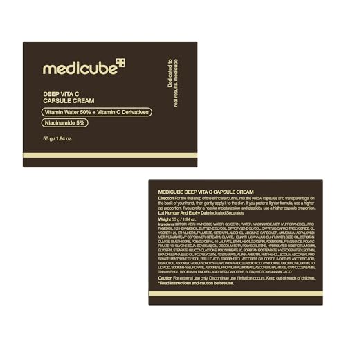 medicube Capsule Cream with Deep Vitamin C | Liposome Vitamin C Golden Capsule for Radiance & Firm-Looking Skin | Hydrating Glow Gel Texture | Korean Skincare, 1.94 oz