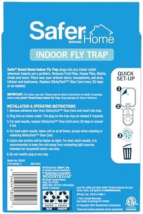 Safer Home Indoor Plug-In Fly Trap - SH502 - Effective Fruit Fly Traps for Indoors, Gnat Traps for House Indoor, 400 Sq Ft Protection - Style: 1 Device + 2 Glue Cards