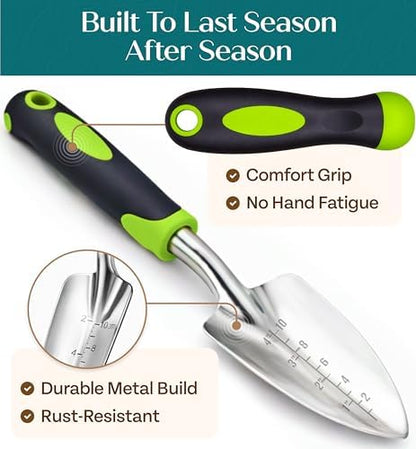 GROWIT Heavy Duty Gardening Tools - Gardening Gifts for Women, Men, Mom, Dad - Durable, Ergonomic Garden Tools Set