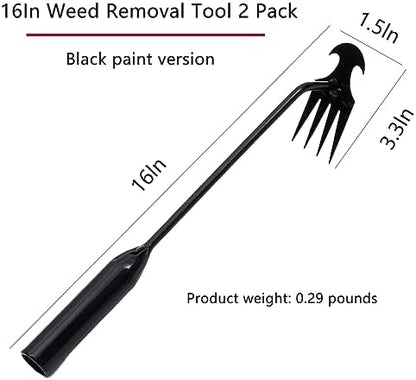 Weed Puller Tool Garden Weed Pulling Tool, Portable Garden Weeder Tool Uprooting Weeding Tool, 4 Teeth Manganese Steel Forged Hand Weeder for Vegetable Gardening Backyard Farm Planting & Weeding