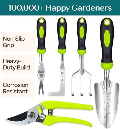 GROWIT Heavy Duty Gardening Tools - Gardening Gifts for Women, Men, Mom, Dad - Durable, Ergonomic Garden Tools Set