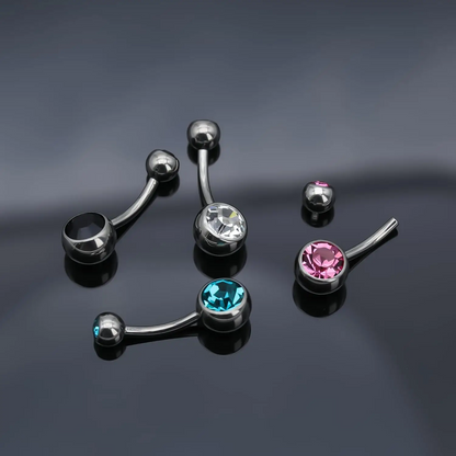 Titanium Belly Button Rings 1pcs 14G Curved Barbell with CZ Top 8mm 10mm Hypoallergenic Piercing Jewelry Women G23 Implant Grade