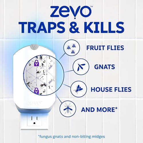 Zevo Flying Insect Trap Official Refill Cartridges - Fits Both Zevo Trap & MAX Indoor Fly Trap - Authentic Trap+Lock Technology to Catch Gnats, House & Fruit Flies (4 Official Refill Cartridges)