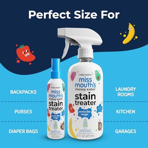 Miss Mouth's Messy Eater Stain Treater Spray – Travel Size Spot Cleaner for Baby Clothes, Backpacks & Fabric