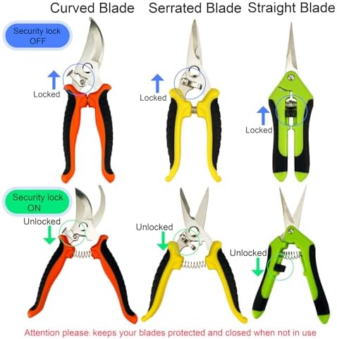 Pruning Shears, 4 Pack Garden Shears with Gardening gloves, Clippers Handheld, Stainless Steel Garden Snips, Lengnoyp Pruners for Gardening