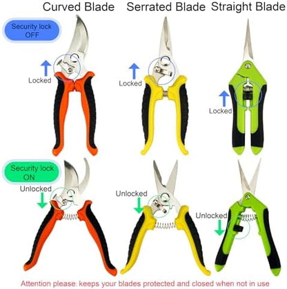 Pruning Shears, 4 Pack Garden Shears with Gardening gloves, Clippers Handheld, Stainless Steel Garden Snips, Lengnoyp Pruners for Gardening