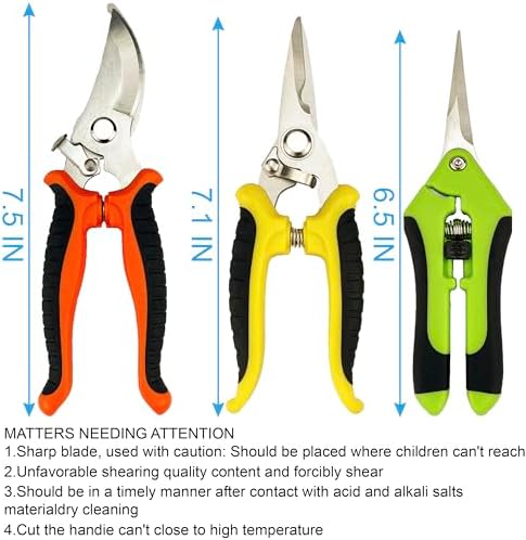 Pruning Shears, 4 Pack Garden Shears with Gardening gloves, Clippers Handheld, Stainless Steel Garden Snips, Lengnoyp Pruners for Gardening