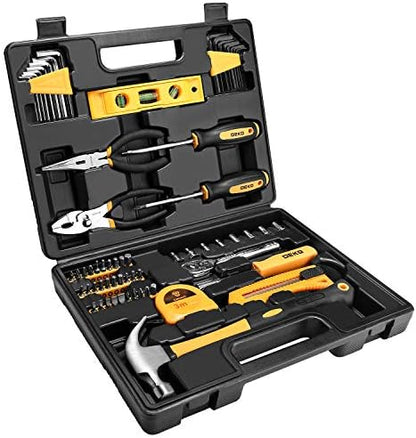 DEKOPRO 65 Pieces Tool Set General Household Hand Tool Kit with Storage Case Plastic ToolBox
