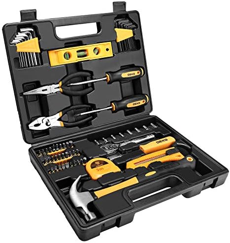 DEKOPRO 65 Pieces Tool Set General Household Hand Tool Kit with Storage Case Plastic ToolBox
