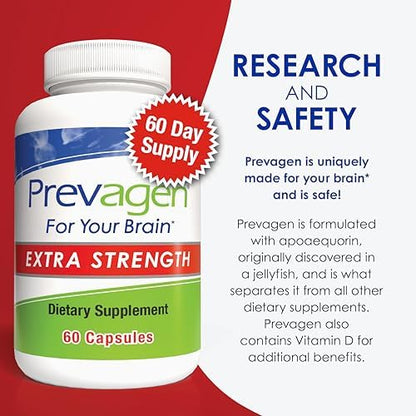 Prevagen Extra Strength - 180 Capsules (6 Month Supply) | Formulated for Your Brain | 20mg of Apoaequorin Plus Vitamin D3 with 7-Day Pill Minder