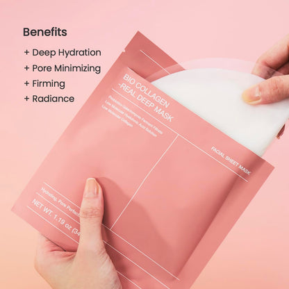 BIODANCE Bio-Collagen Real Deep Mask, Hydrating Overnight Hydrogel Mask, Pore Minimizing, Elasticity, Plumping Improvement, Korean Skin Care | 1.19oz(34g) x 4ea
