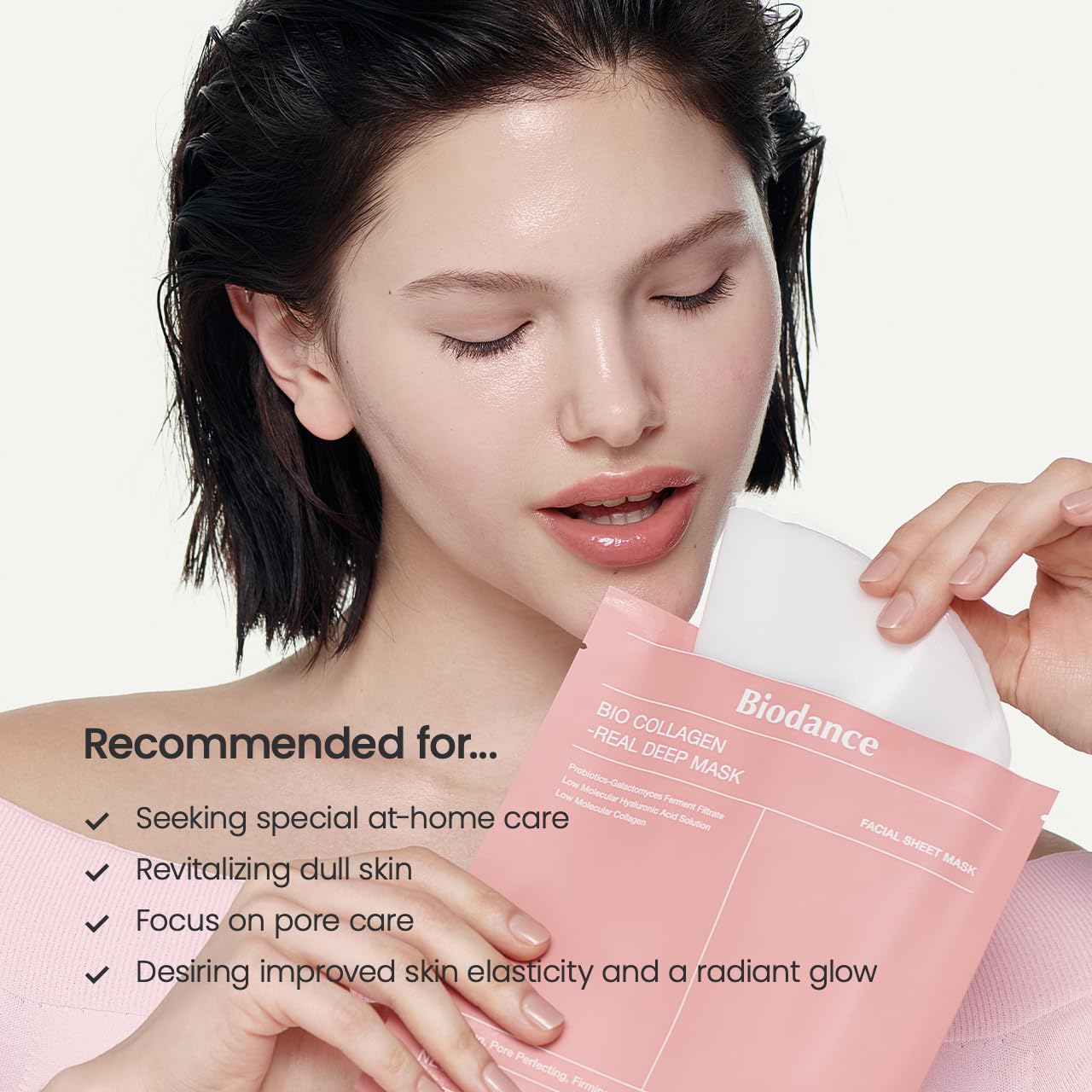 BIODANCE Bio-Collagen Real Deep Mask, Hydrating Overnight Hydrogel Mask, Pore Minimizing, Elasticity, Plumping Improvement, Korean Skin Care | 1.19oz(34g) x 4ea