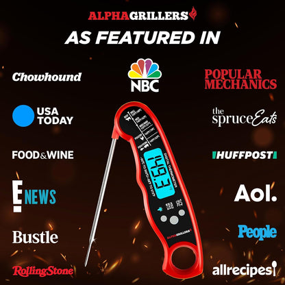 Alpha Grillers Meat Thermometer Digital – Instant Read Food Thermometer for Cooking & Grilling – Professional Kitchen Gift for Men, Dad & Mom