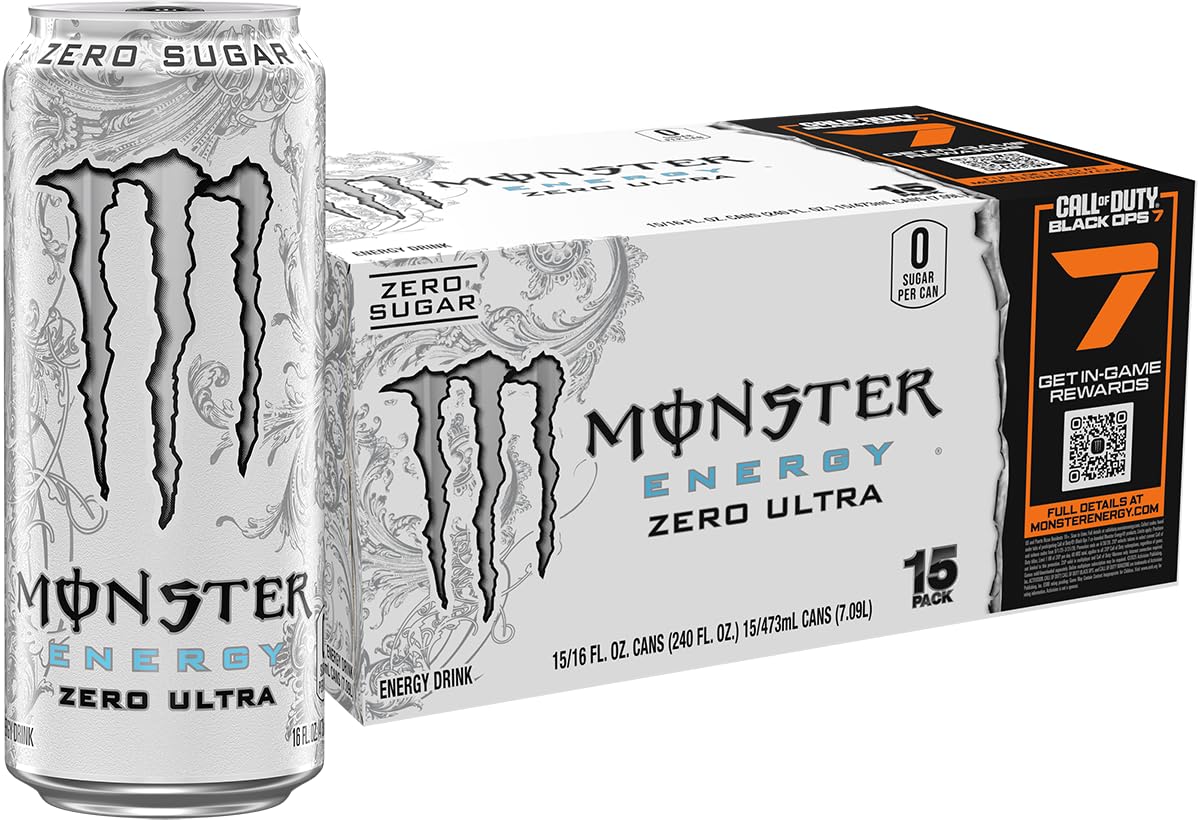 Monster Energy Zero Ultra, Sugar Free Energy Drink, 16 Ounce | Pack of 15