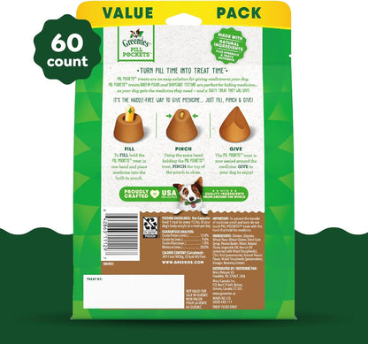 Greenies Pill Pockets for Dogs Large Size, Dog Treat Pouch for Capsule Medication, Peanut Butter Flavor, 15.8 oz. Pouch