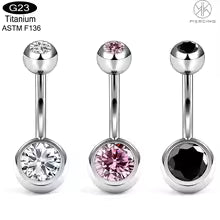 Titanium Belly Button Rings 1pcs 14G Curved Barbell with CZ Top 8mm 10mm Hypoallergenic Piercing Jewelry Women G23 Implant Grade