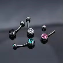 Titanium Belly Button Rings 1pcs 14G Curved Barbell with CZ Top 8mm 10mm Hypoallergenic Piercing Jewelry Women G23 Implant Grade
