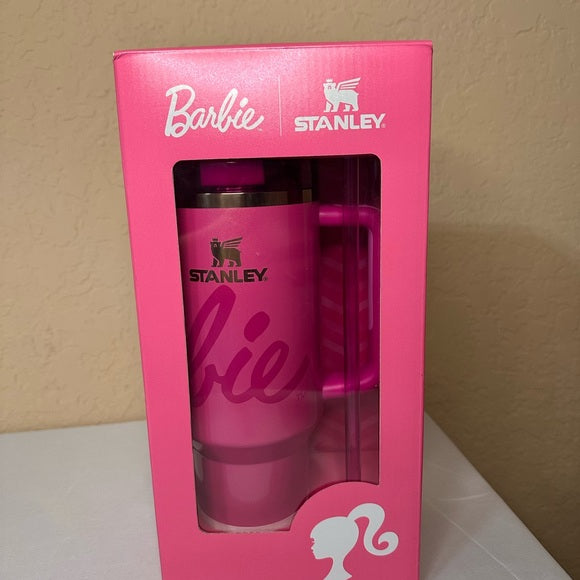 Stanley x Barbie Quencher Tumbler Pink Sparkle 40 oz With Lid & Straw - NEW
