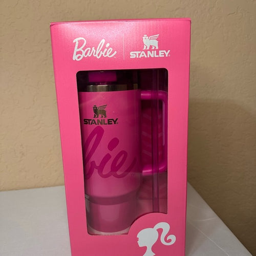 Stanley x Barbie Quencher Tumbler Pink Sparkle 40 oz With Lid & Straw - NEW